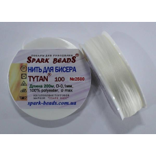 Нитка Титан 100 Spark Beads, 200 м, білий — нитка для бісероплетіння, вишивки, рукоділля