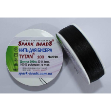 Нитка Титан 100 Spark Beads, 200 м, чорний— нитка для бісероплетіння, вишивки, рукоділля