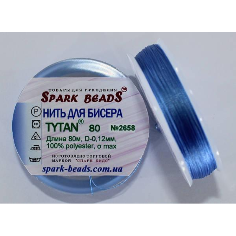 Нитка Титан 80 Spark Beads, 80 м, синій — нитка для бісероплетіння, вишивки, рукоділля Нитка Титан 80 Spark Beads, 80 м, синій — нитка для бісероплетіння, вишивки, рукоділля