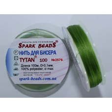 Нитка Титан 100 Spark Beads, 100 м, зелений насичений— нитка для бісероплетіння, вишивки, рукоділля