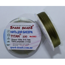 Нитка Титан 100 Spark Beads, 100 м, Болотний — нитка для бісероплетіння, вишивки, рукоділля