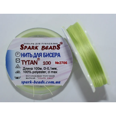 Нитка Титан 100 Spark Beads, 100 м, блідо зелений — нитка для бісероплетіння, вишивки, рукоділля