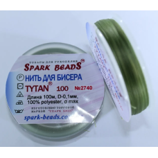 Нитка Титан 100 Spark Beads, 100 м, лісовий зелений — нитка для бісероплетіння, вишивки, рукоділля
