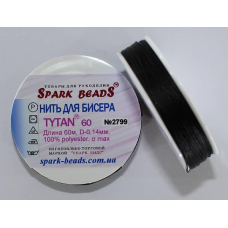 Нитка Титан 60 Spark Beads, 60 м, чорний— нитка для бісероплетіння, вишивки, рукоділля