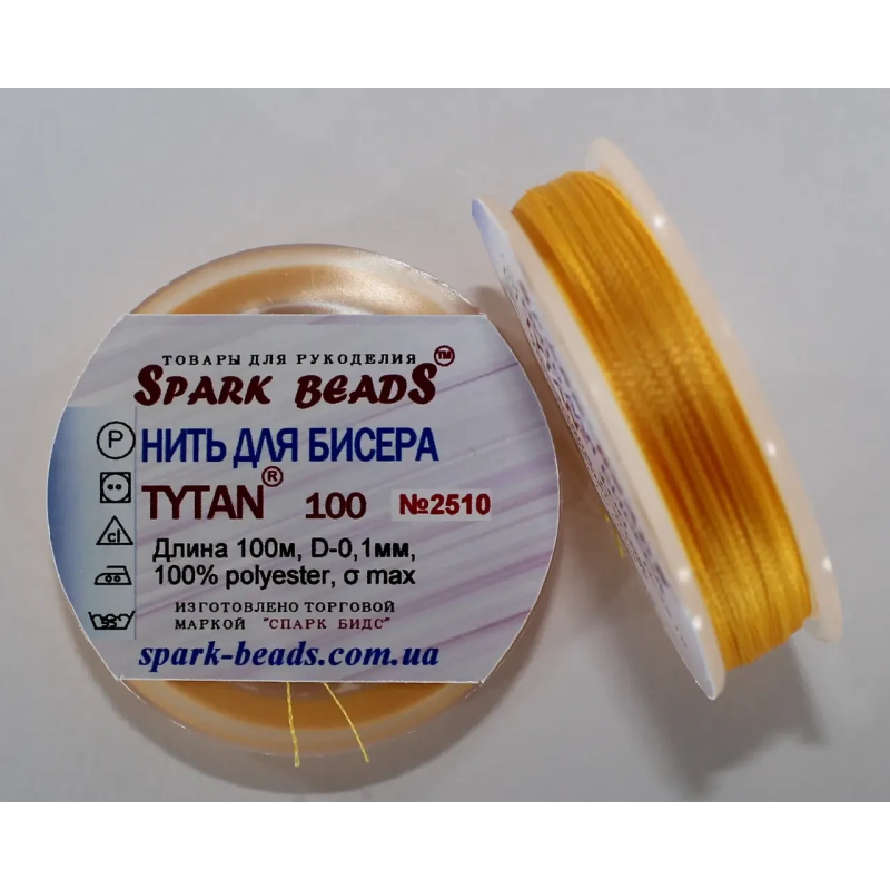 Нитка Титан 100 Spark Beads, 100 м, абрикосовий  — нитка для бісероплетіння, вишивки, рукоділля