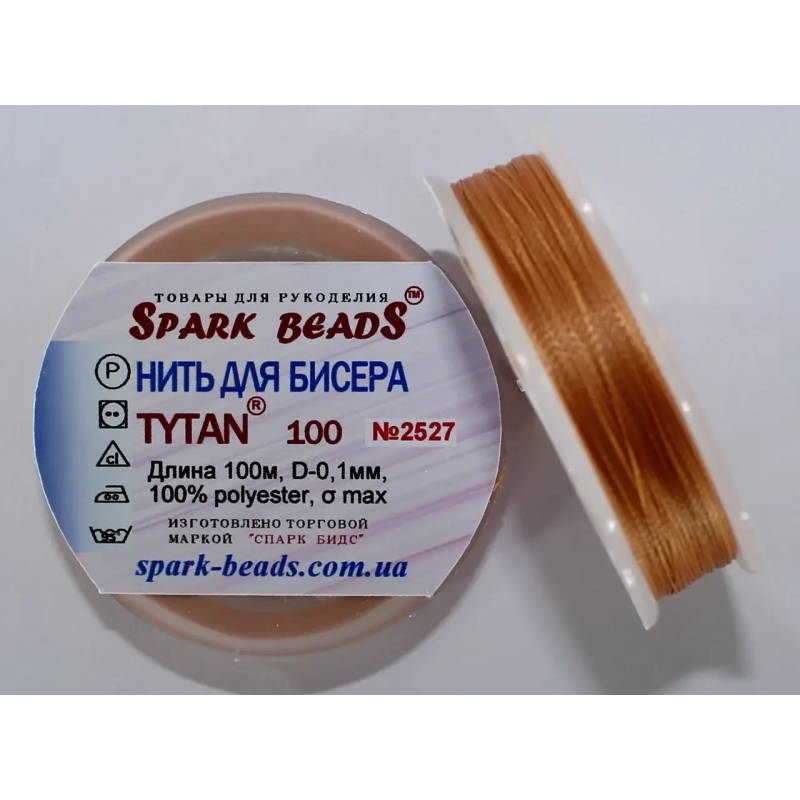 Нитка Титан 100 Spark Beads, 100 м, охра— нитка для бісероплетіння, вишивки, рукоділля