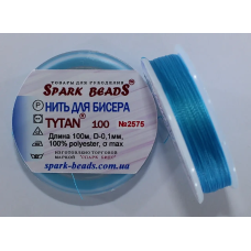 Нитка Титан 100 Spark Beads, 100 м, лазурно блакитний — нитка для бісероплетіння, вишивки, рукоділля