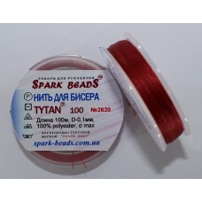 Нитка Титан 100 Spark Beads, 100 м, кармін— нитка для бісероплетіння, вишивки, рукоділля