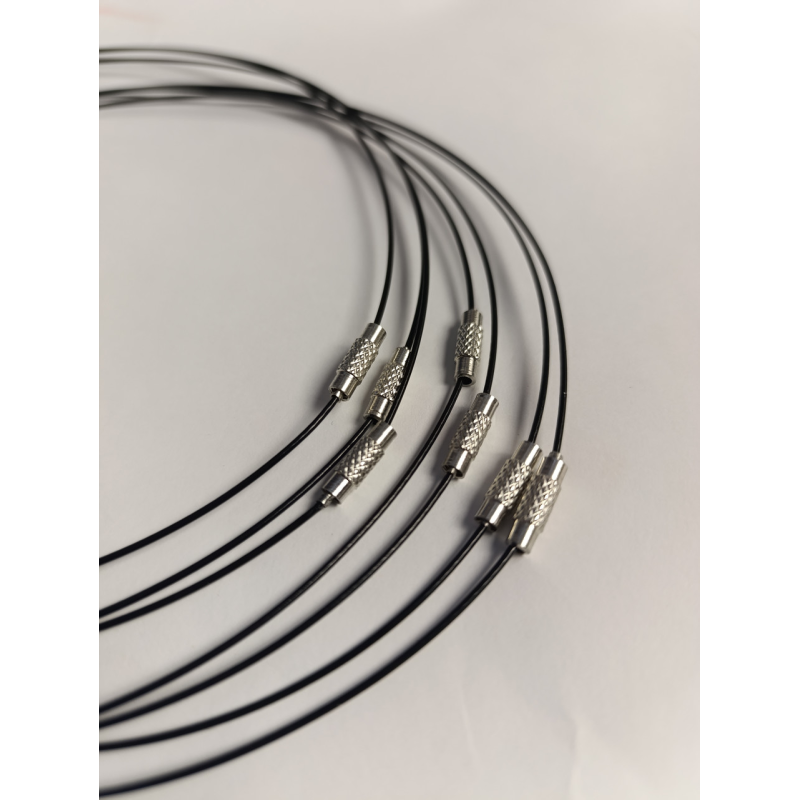 Основа для кольє з ювелірного тросика, 46 см, сталева застібка, чорний колір Основа для кольє з ювелірного тросика, 46 см, сталева застібка, чорний колір