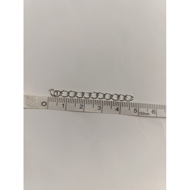 Подовжуючий ланцюжок для прикрас, 5 см, метал, сріблястий колір, 1 шт