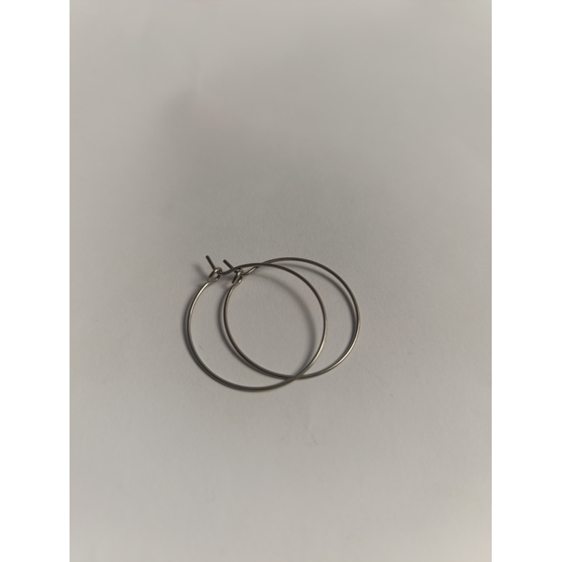 Швензи-кільця з нержавіючої сталі, 25 мм, темно-сріблястий колір, 1 пара