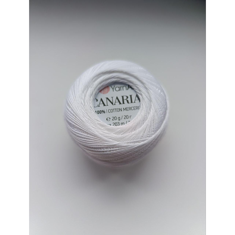 Нитки Canarias білі, 100% бавовна, для в’язання джгутів з бісеру