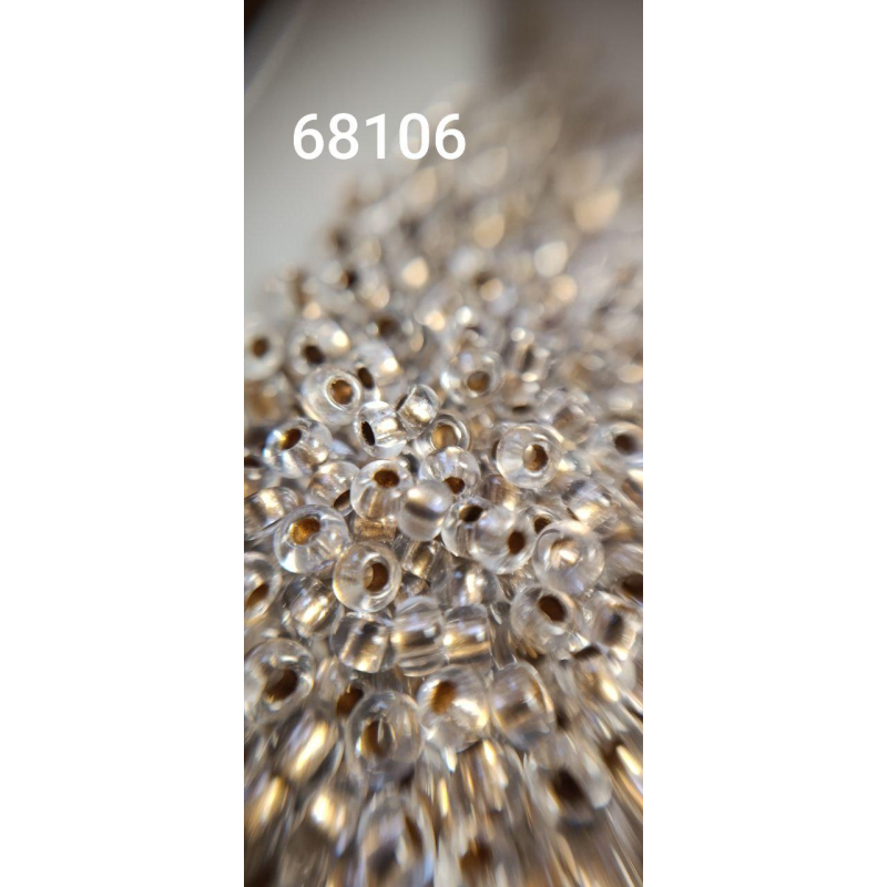 Чеський бісер Preciosa 10/0, 68106 прозорий з золотою серединою, 50 г — бісер для рукоділля, прикрас і вишивки
