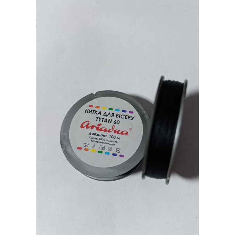 Нитки Титан 60 Ariadna «шайба», 100 м, чорний Нитки Титан 60 Ariadna «шайба», 100 м, чорний
